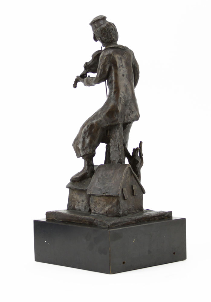 Vintage Bronze Sculpture "Fiddler On The Roof" Bears signature Wolf and numbered 1/6