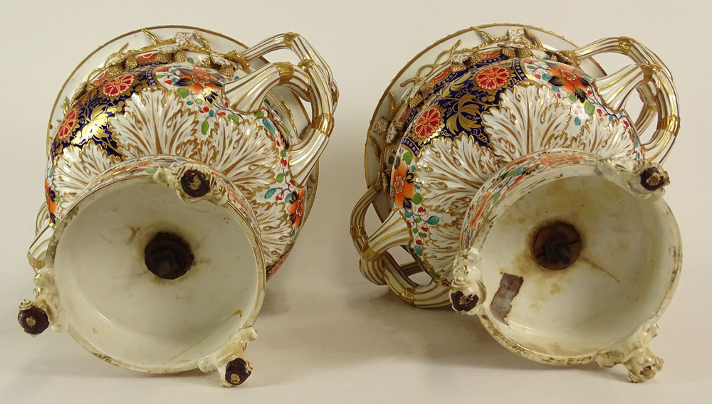 Impressive Pair of Porcelain 'Japan' Pattern Warwick Wine Coolers Attributed to Bloor Derby, England c. 1825