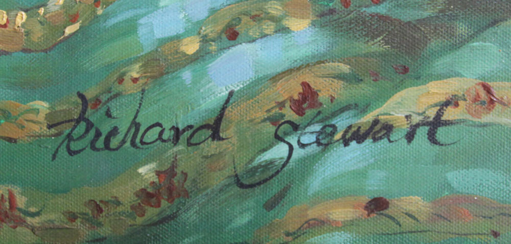 Richard Stewart (20th C) Large Oil Painting "Still Life Flowers" 