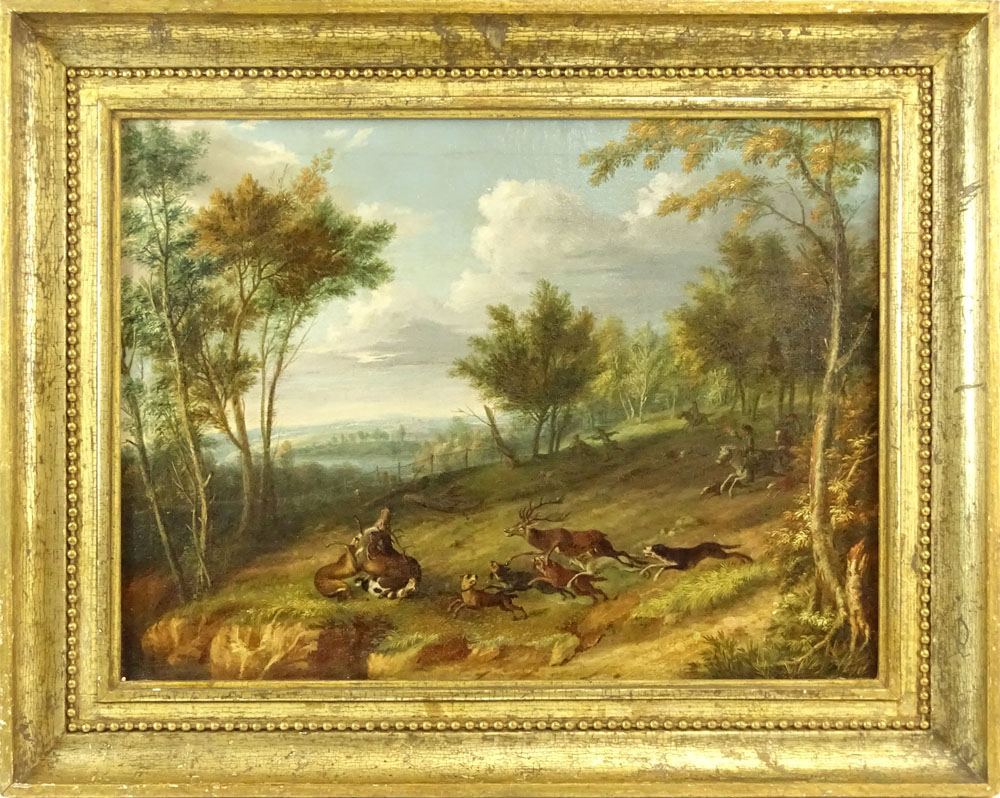 Friedrich Wilhelm Hirt, German (1721-1772) Oil on Canvas, Stag Hunt