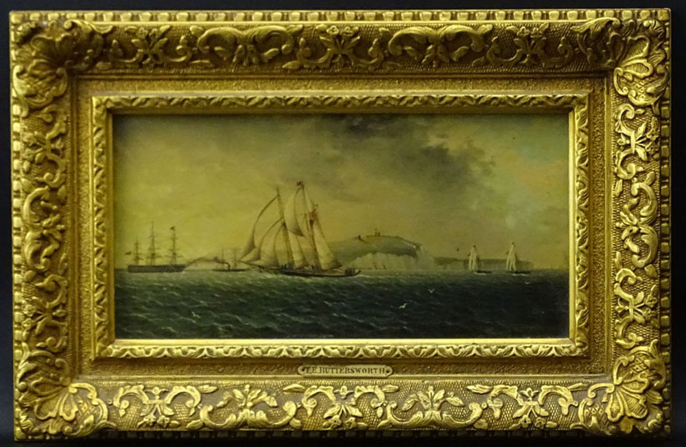James Edward Buttersworth, American/British (1817-1894) Oil on board "Schooner Yacht Race Off Dover "