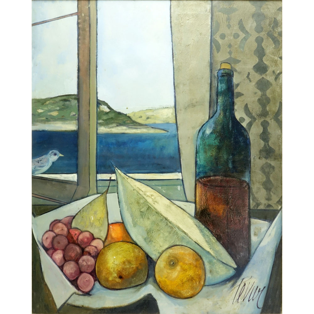 Charles Levier, French (1920-2003) Oil on Canvas "Le Vin et Fruits" 