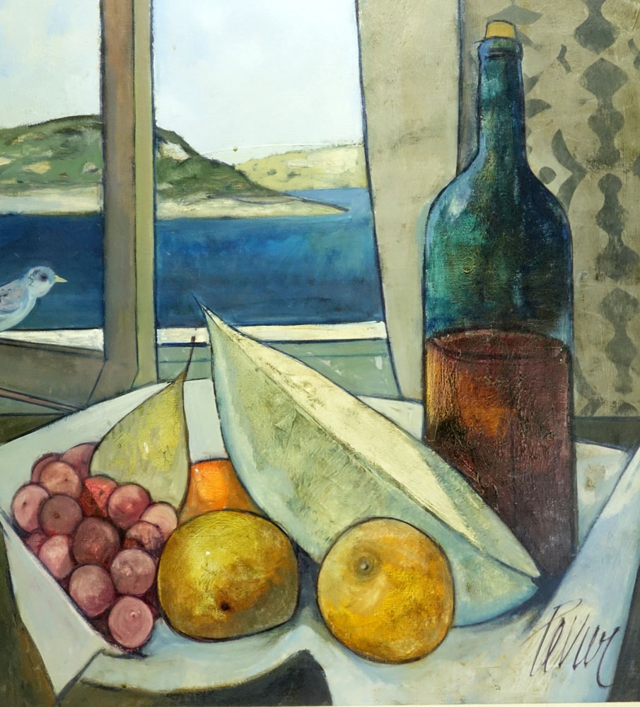 Charles Levier, French (1920-2003) Oil on Canvas "Le Vin et Fruits" 