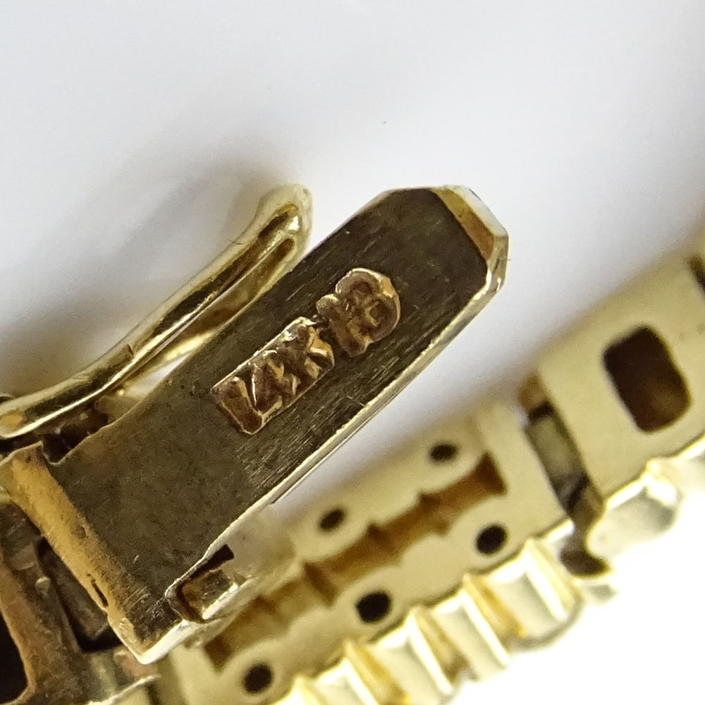 Vintage Approx. 3.50 Carat Round Brilliant Cut Diamond and 14 Karat Yellow Gold Bracelet