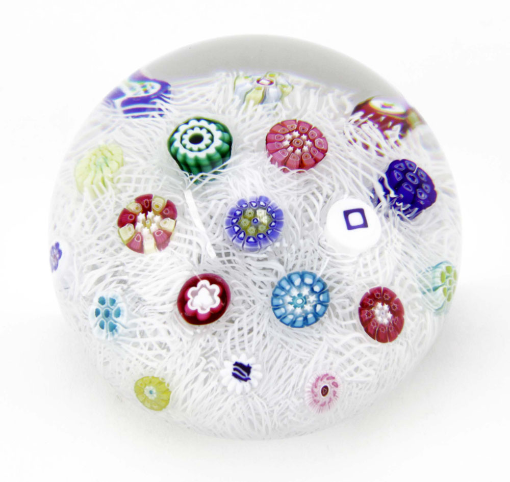 Baccarat Crystal Scattered Millefiori Paperweight