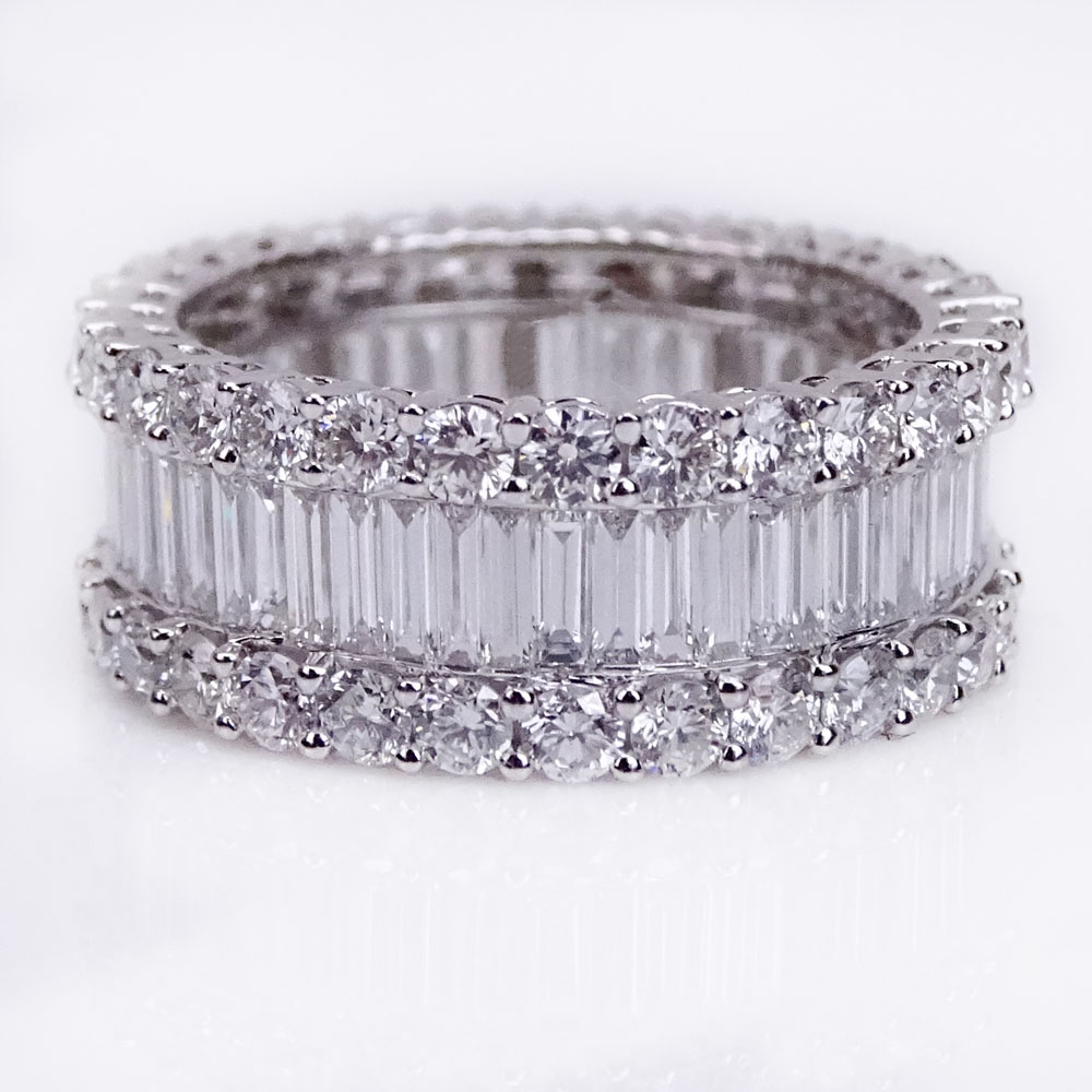 Beautiful Quality Approx. 6.0 Carat Baguette and Round Brilliant Cut Diamond and 18 Karat White Gold Eternity Band