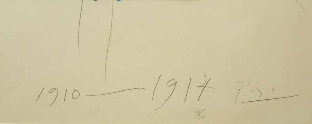 After: Pablo Picasso (1881-1973) Original Color Lithograph, "Papiers Colles, Dated 1910-1914" 