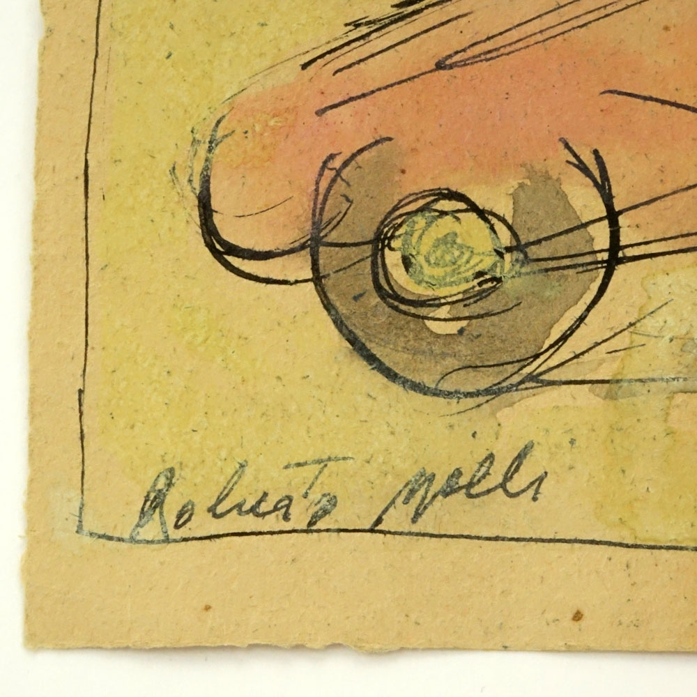 Roberto Melli, Italian (1885-1958) Ink and watercolor on paper. "Futurist Sketch"