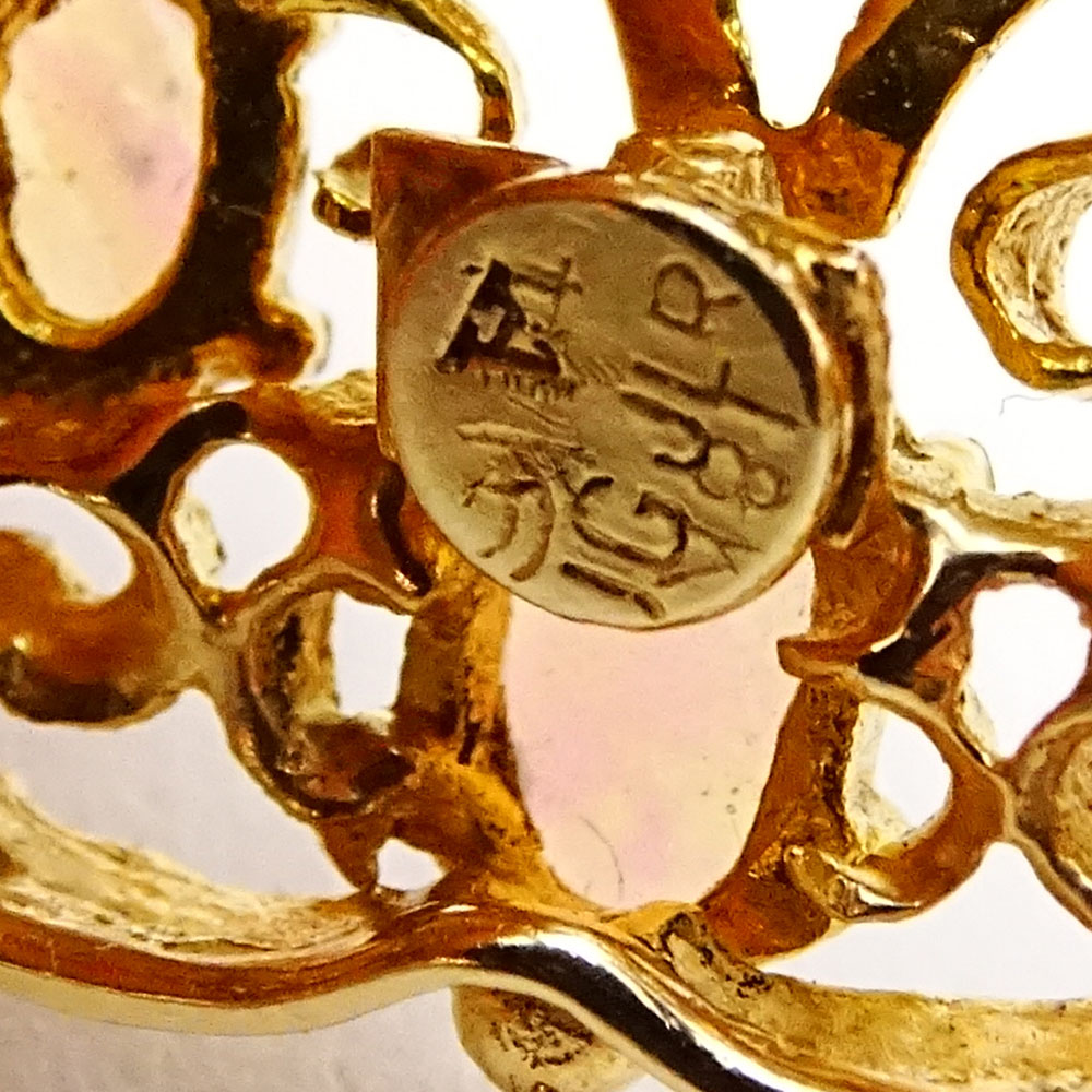 Vintage 18 Karat Yellow Gold, Opal, Ruby and Enamel Pendant/Brooch