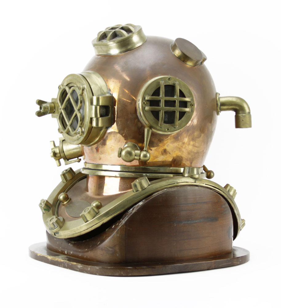 Morse Diving Equipment Inc. U.S. Navy Mark V Brass and Copper Diving Helmet