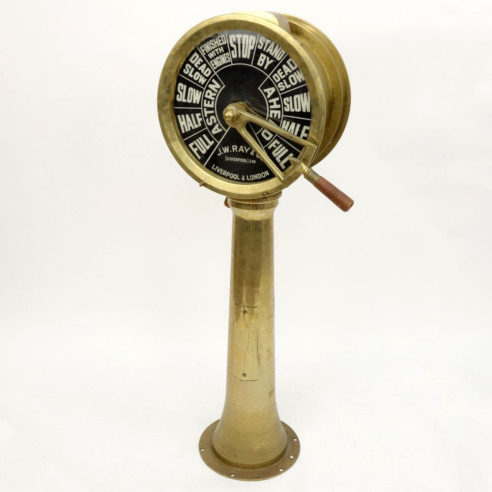 J.W. Ray & Co Large Brass Ship's Engine Order Telegraph