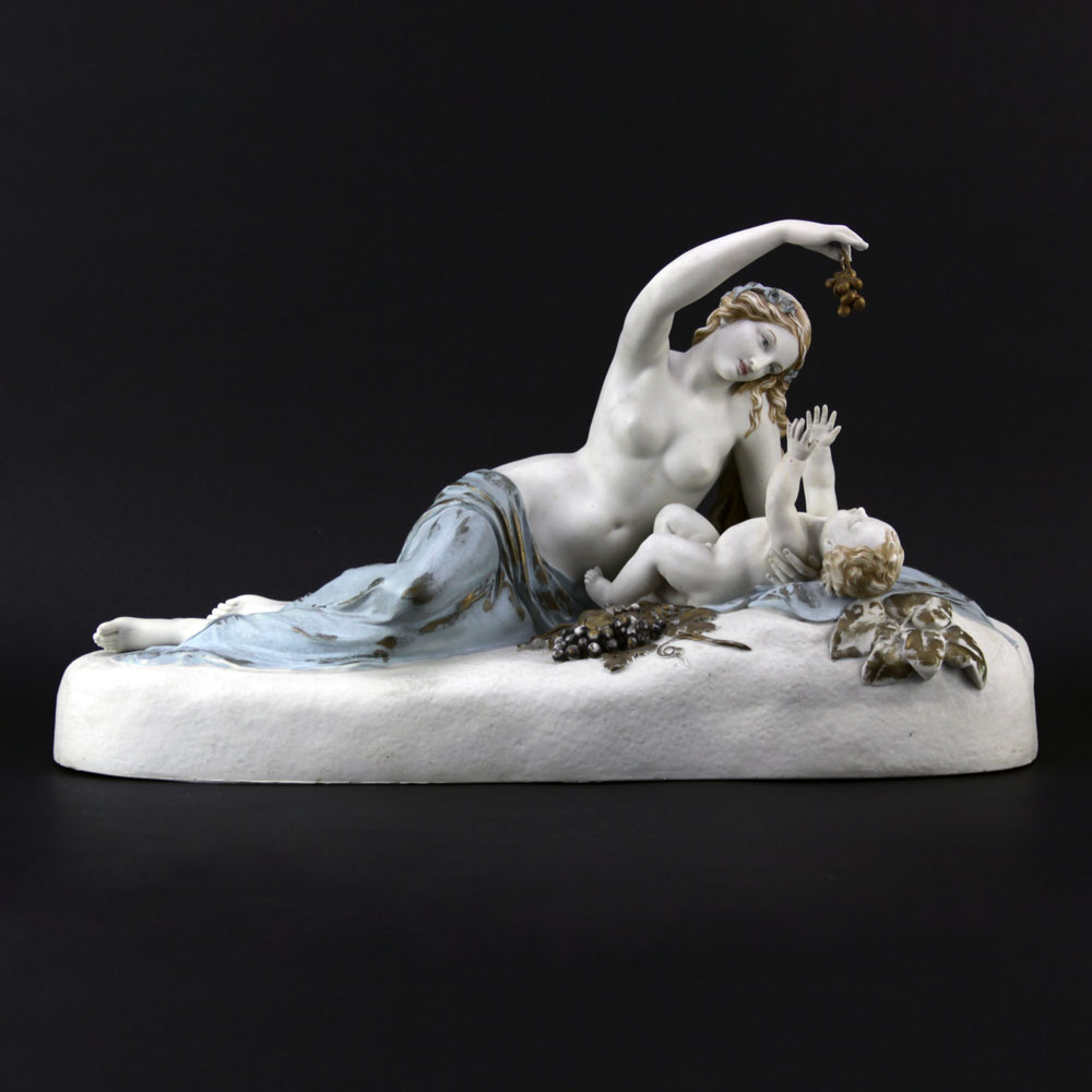 Painted Copeland Parian Group "Ino And The Infant Bacchus" 