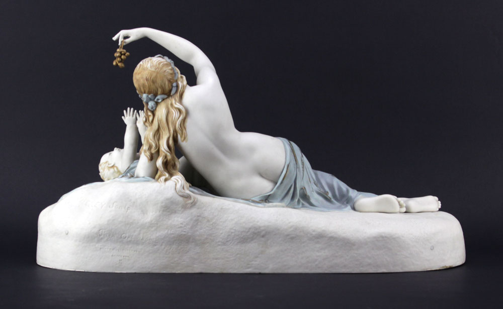 Painted Copeland Parian Group "Ino And The Infant Bacchus" 