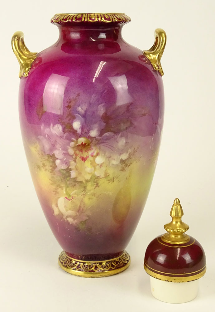 Royal Bonn Porcelain Handled Floral Covered Urn