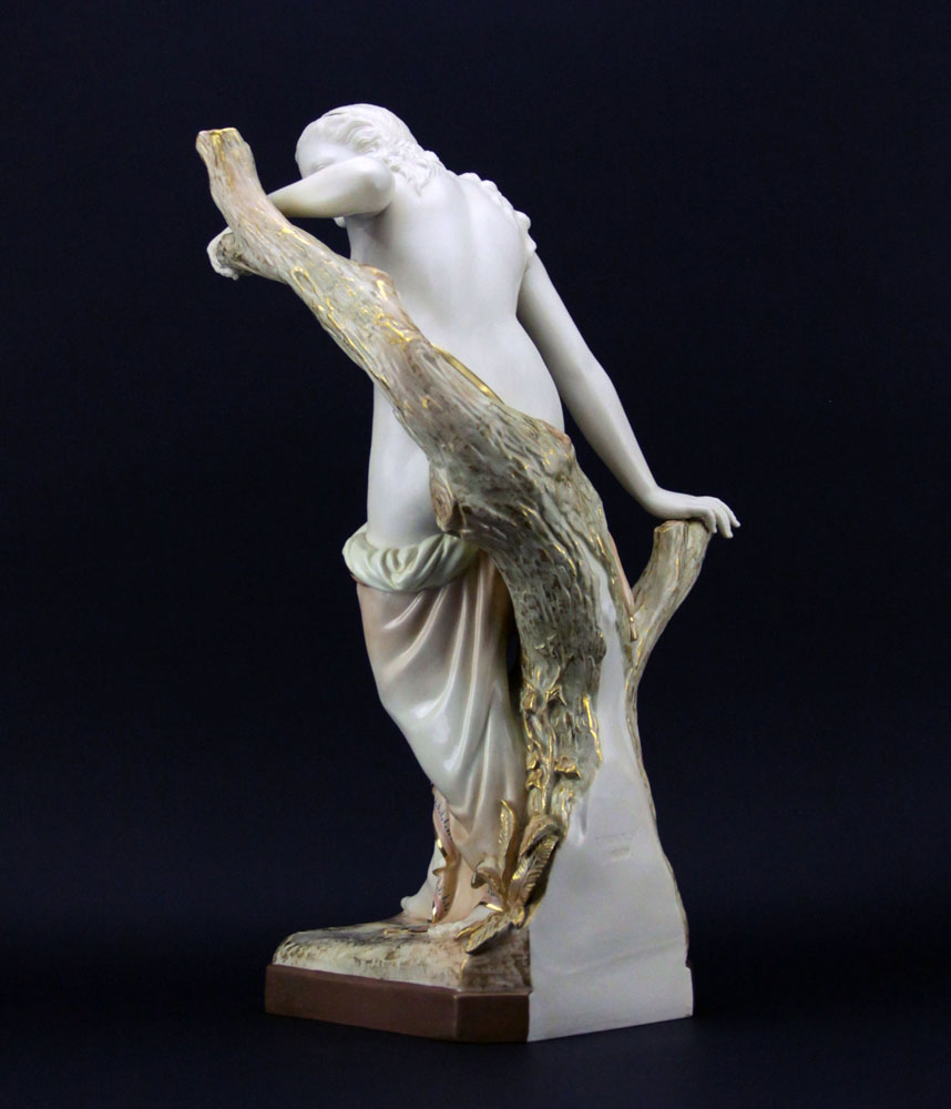 Large Royal Worcester Porcelain Figure "The Bather Surprised" 