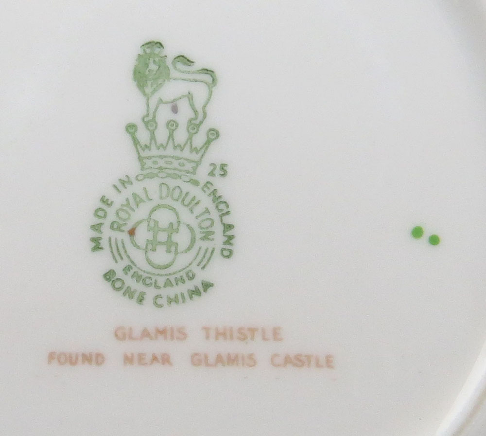 Hundred-Thirty (130) Piece Royal Doulton "Glamis Thistle" Porcelain Dinner Service