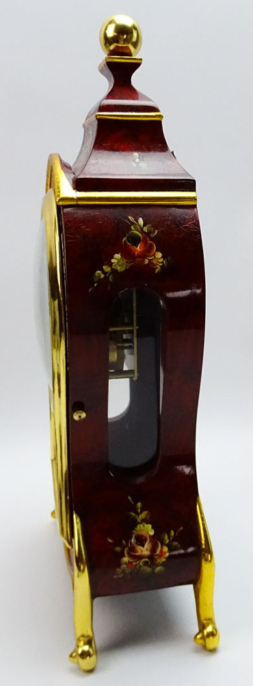 Modern Decorative Painted Wood and Brass Cased Clock