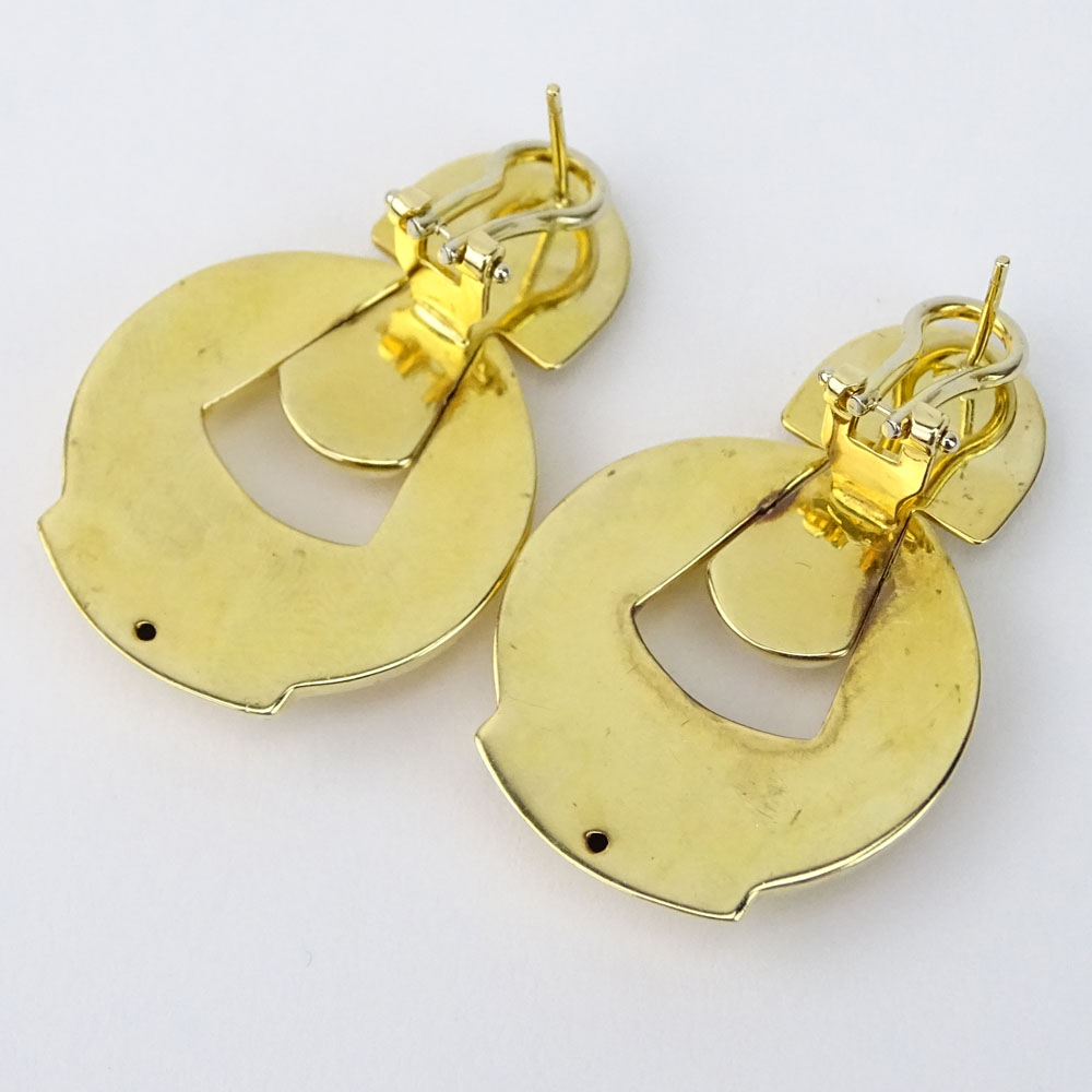 Pair of Vintage Italian 14 Karat Yellow Gold Door Knocker style Earrings