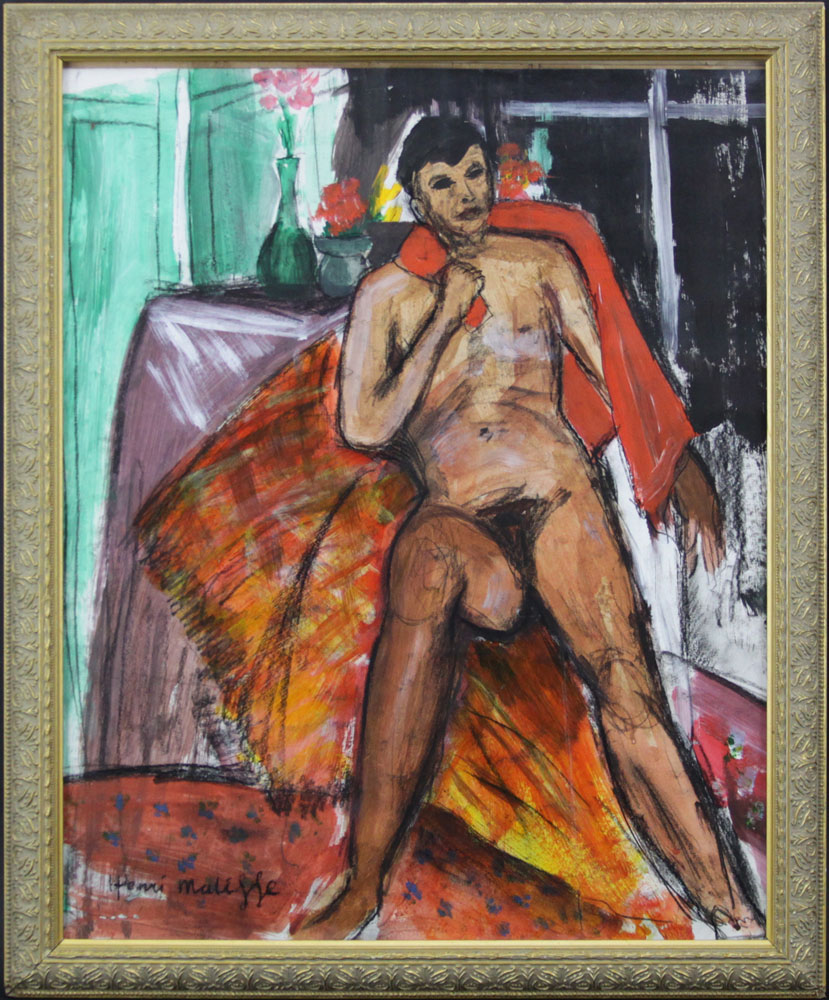 after: Henri Matisse, French (1869-1954) Mixed Media on Paper, Seated Nude