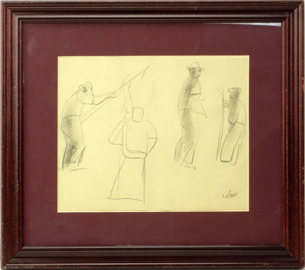 Serge Ferat, French (1881-1958) Pencil sketch on paper "Four Figures"