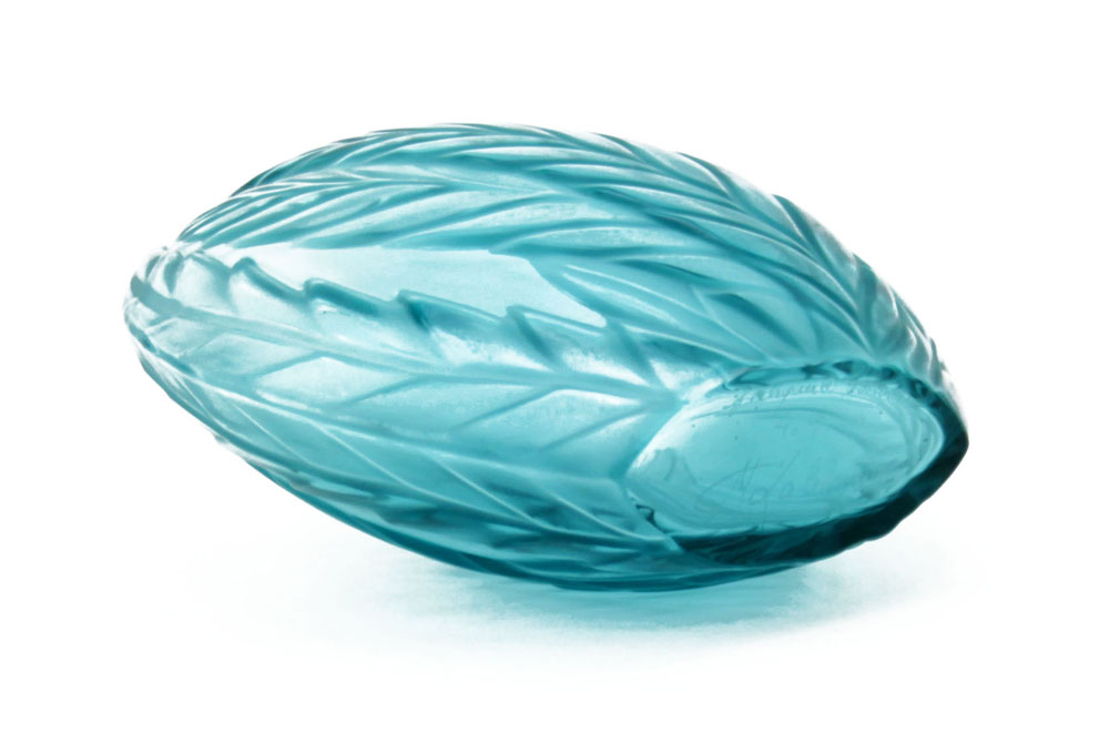Modern Lalique Crystal Leaf Vase