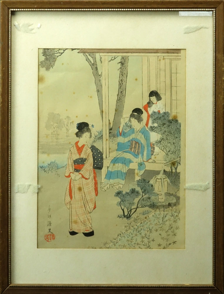 Miyagawa Shuntei, Japanese (1873-1914) 19th Century color woodblock "Beauties And Power" 