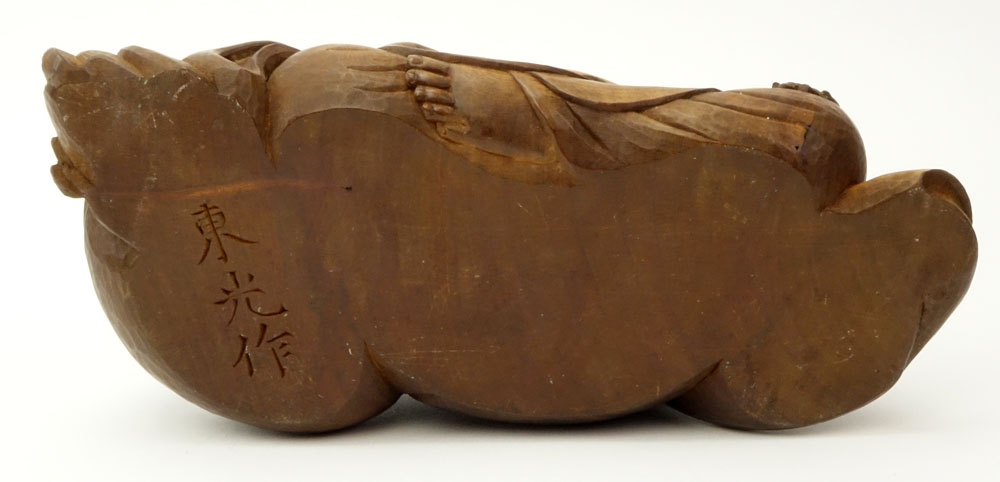 Antique Japanese Carved Boxwood Buddha