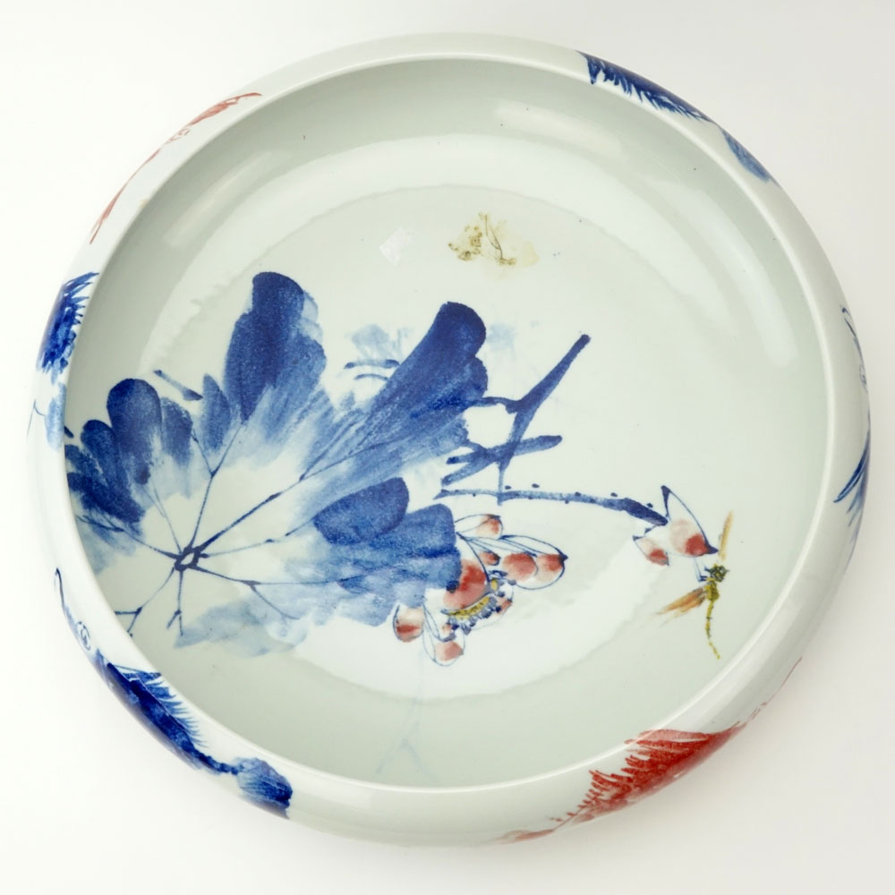 Large Antique Japanese Porcelain Imari-ware Shallow Fish Bowl
