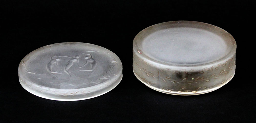 R. Lalique Frosted Crystal Three Graces Figural Powder Box