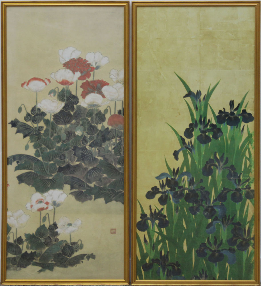 Grouping of Two (2) Asian Floral Prints