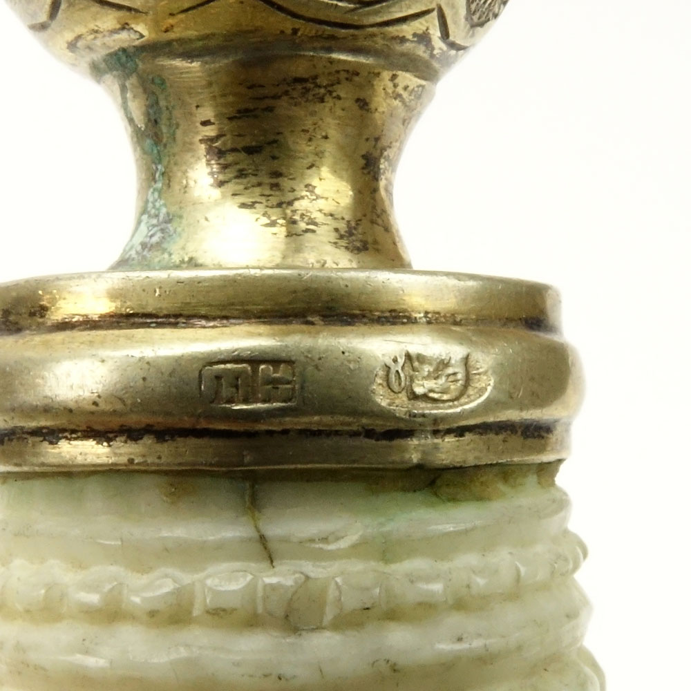 19th Century Russian Judaica Carved Bone and Gold Washed Silver Torah Pointer