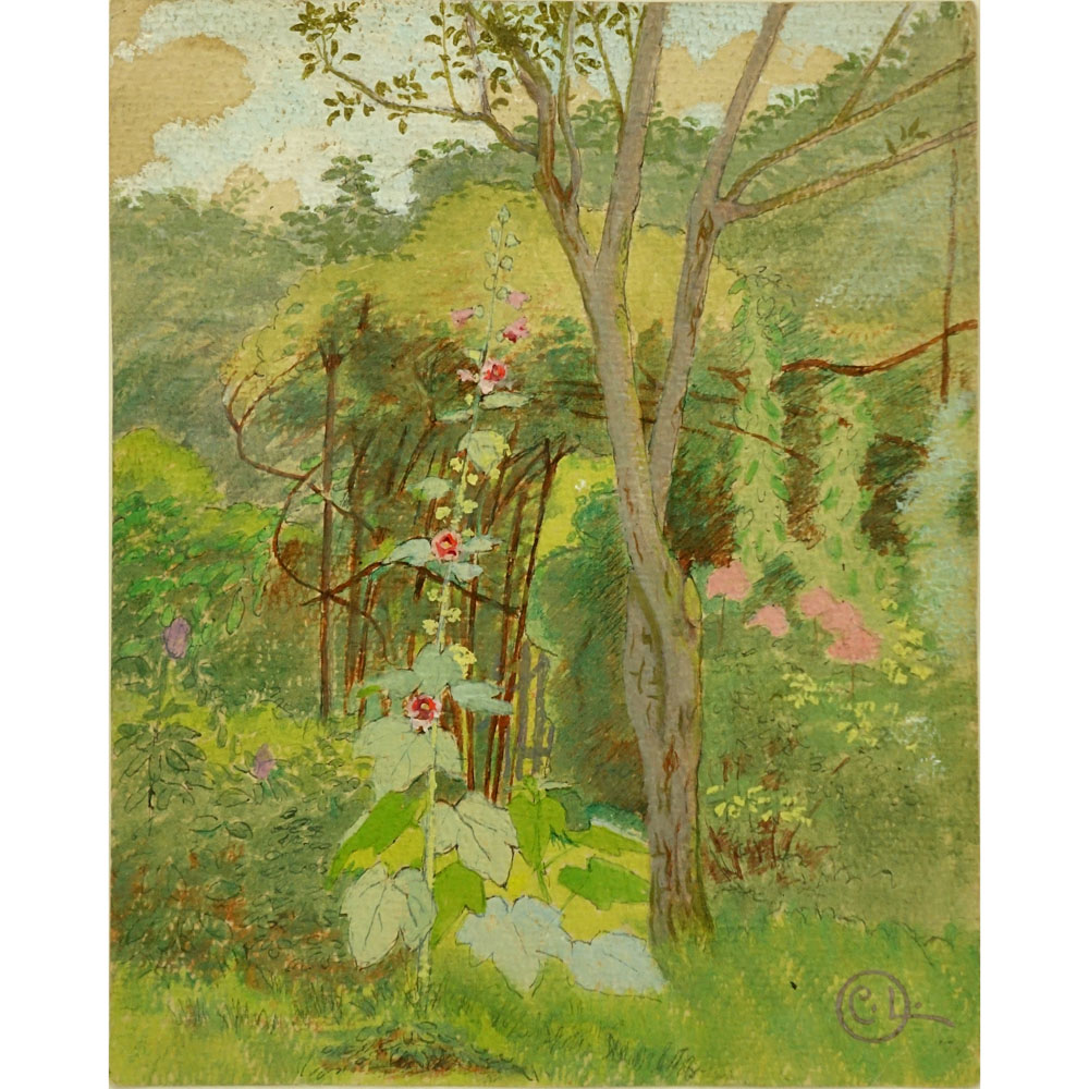 Carl Olof Larsson, Swedish (1853-1919) Watercolor and Gouache on Paper, Garden Landscape