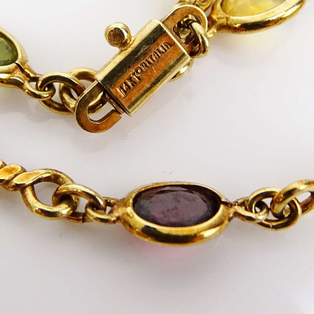 Vintage Italian Multi Gemstone and 14 Karat Yellow Gold Necklace.