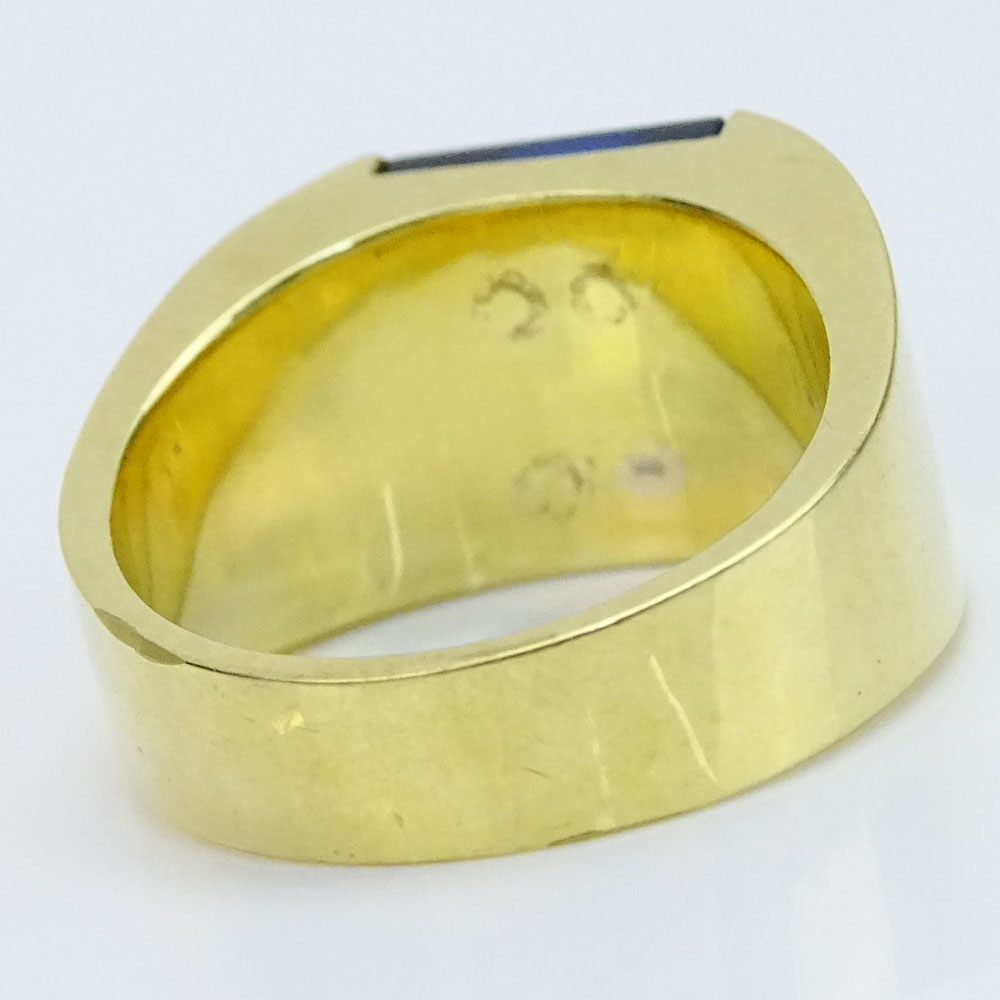 Men's Vintage Approx. 1.75 Carat Emerald Cut Diamond and Heavy 18 Karat Yellow Gold Ring
