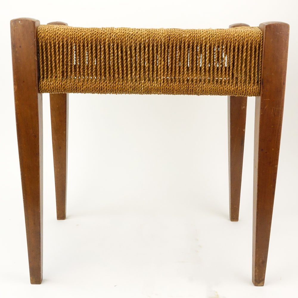 Four (4) Mid Century Danish Modern Woven Rope and Wood Stools