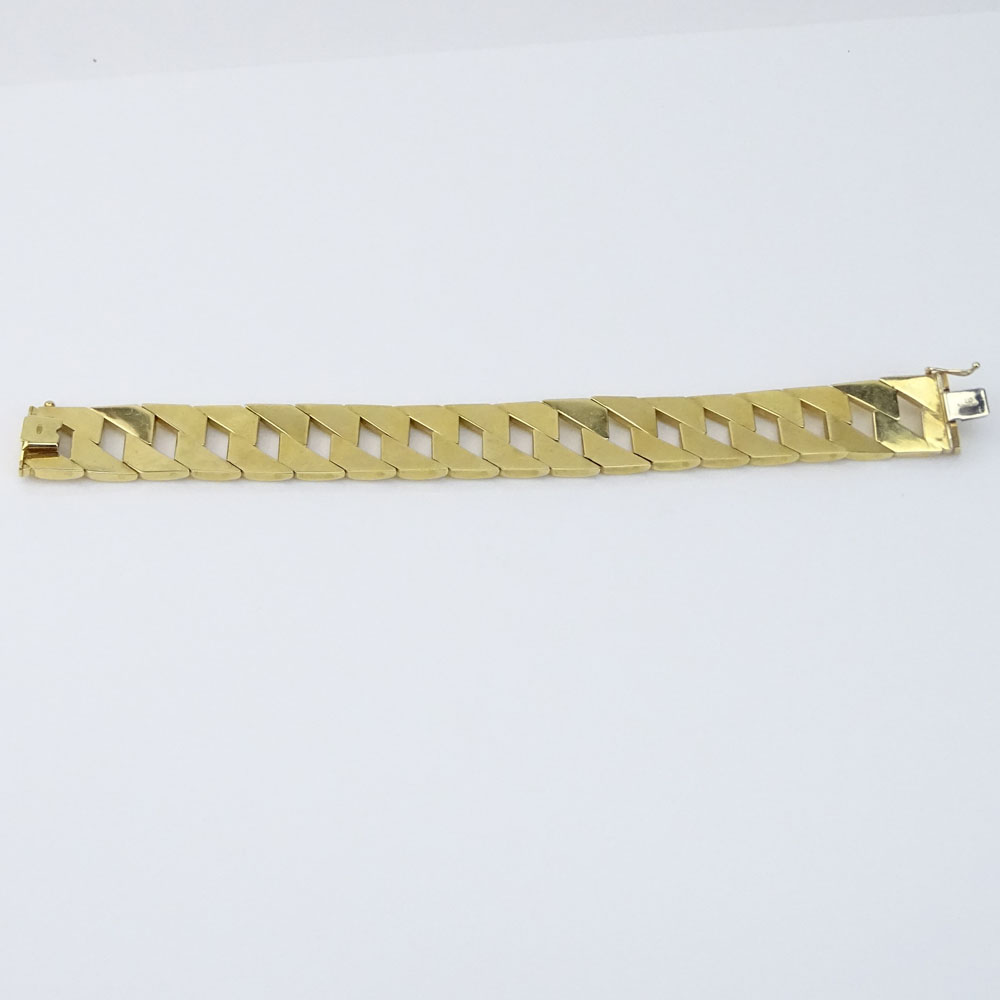Vintage Italian 14 Karat Yellow Gold Wide Link Bracelet