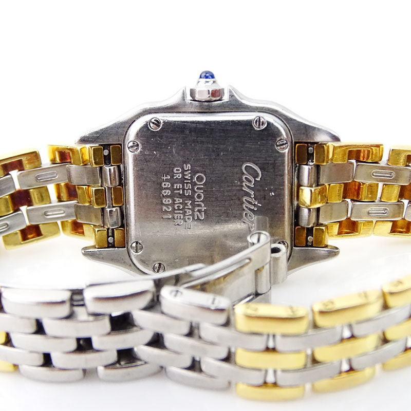 Lady's Vintage Cartier Panthere Stainless Steel and 18 Karat Yellow Gold Watch with Quartz Movement, with Box. 166921. 