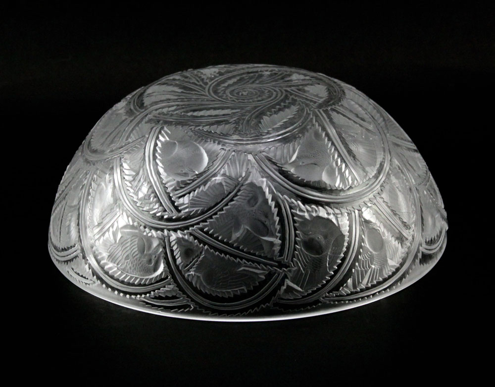 Lalique France "Pinson" Etched Frosted Crystal Bowl