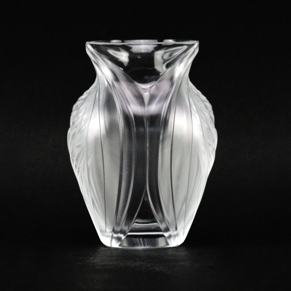 Lalique France "Pavie" Frosted Crystal Vase. 