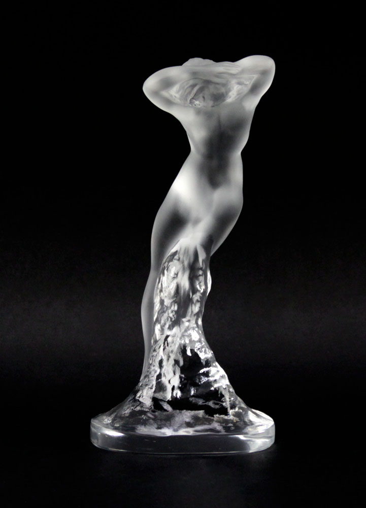 Lalique Frosted Glass Nude Dancer-Arms Up Figurine.