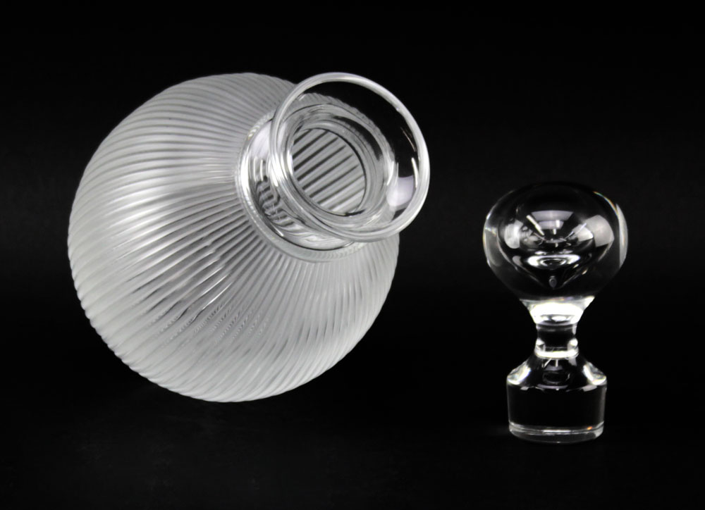 Lalique France Frosted and Clear Crystal "Langeais" Decanter