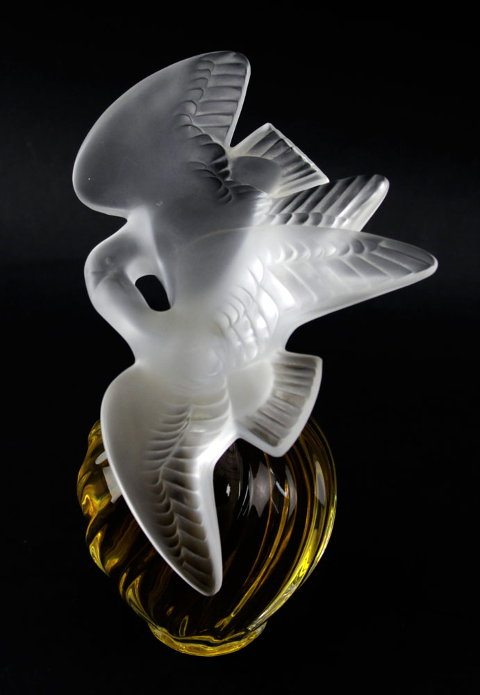 Lalique Clear and Frosted Crystal  "L'Air Du Temps" 10oz Perfume Bottle