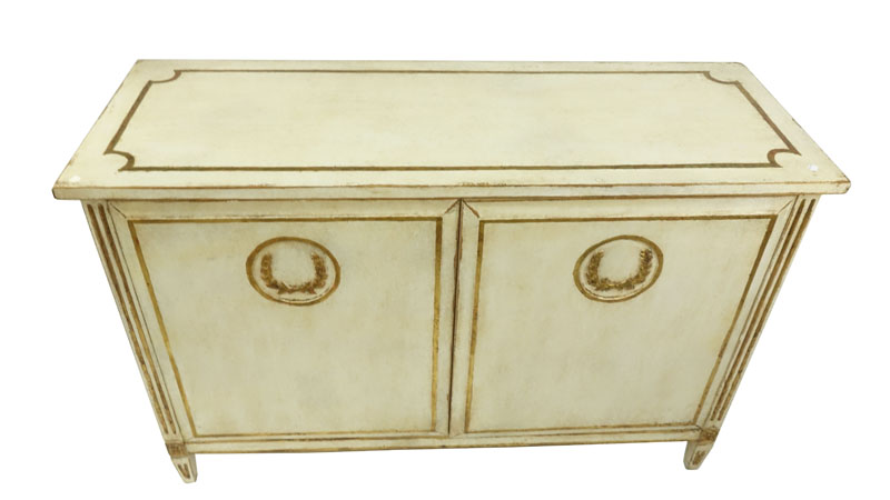 Neirmann Weeks Contemporary Italian Neoclassical Style Parcel Gilt Two Door Cabinet.