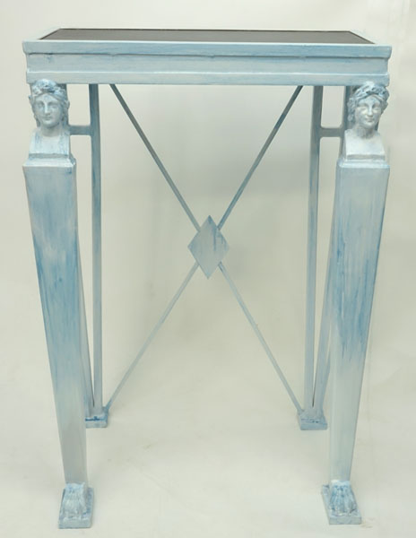 20th Century Empire style Painted Metal Console Table with Slate Top/Insert.