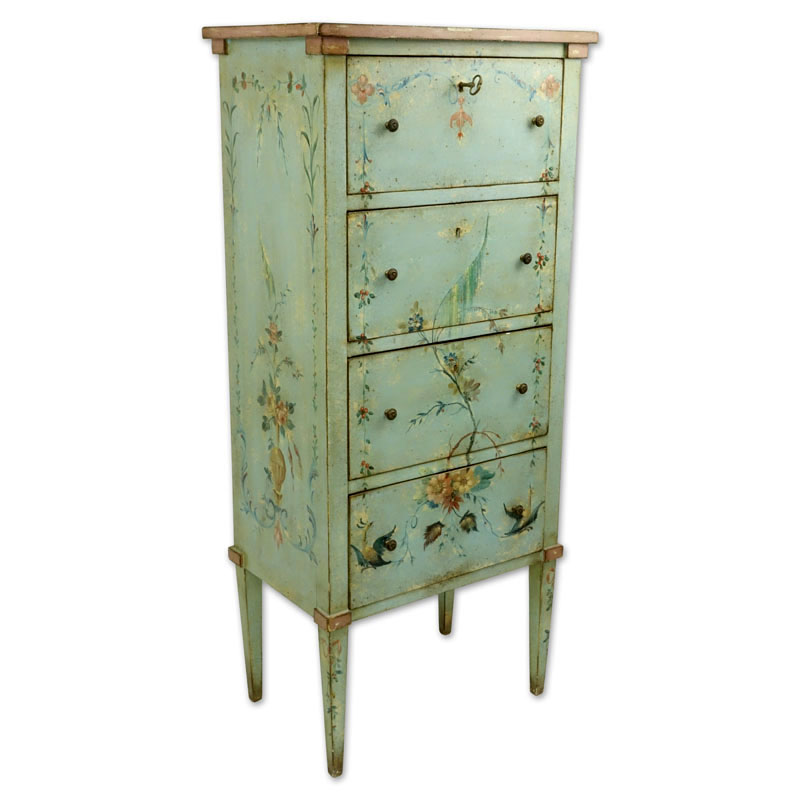 20th Century Italian Venetian Style Painted Tall chest of Drawers.