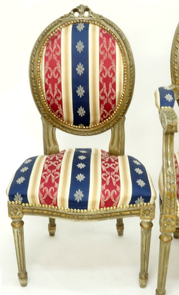 Louis XVI Style 3pc. Upholstered Salon Furniture Set.