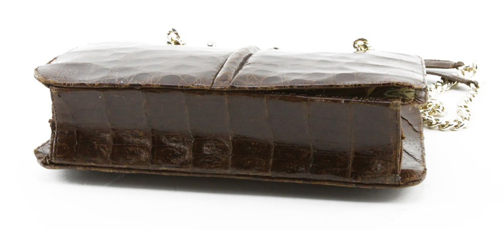 Vintage Genuine Crocodile Skin Shoulder Bag. Stamped "Nacare" on interior. 