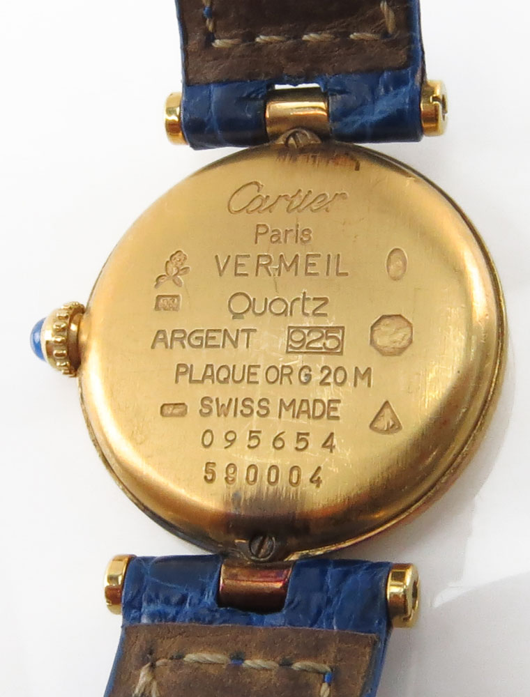Cartier Paris "Must De" Vermeil Sterling and Argent (Gold) Plated Quartz Watch.