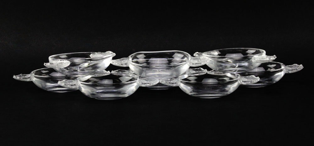 Collection of Eight (8) Lalique France "Honfleur" Coupes with Handles. 