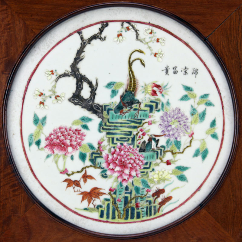 Antique Chinese Hand Painted Porcelain Round Plaque